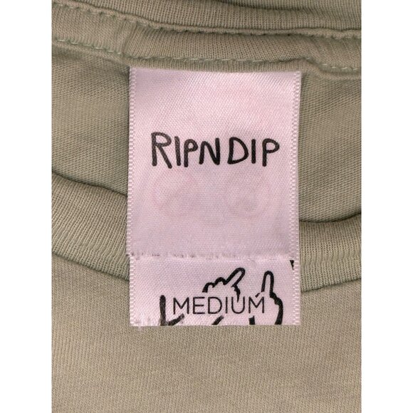 Ripndip Nermal Long Sleeve Shirt Size M Olive Green Trippy Cat Flower Mushroom - Picture 6 of 10